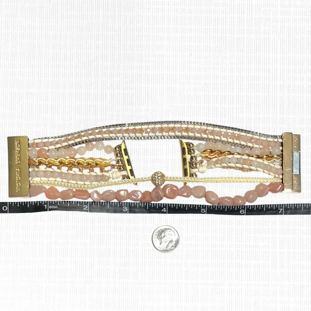 Victoria Emerson Smart Watch Band Strappy Rose Gold Tone Pink Stone Bracelet